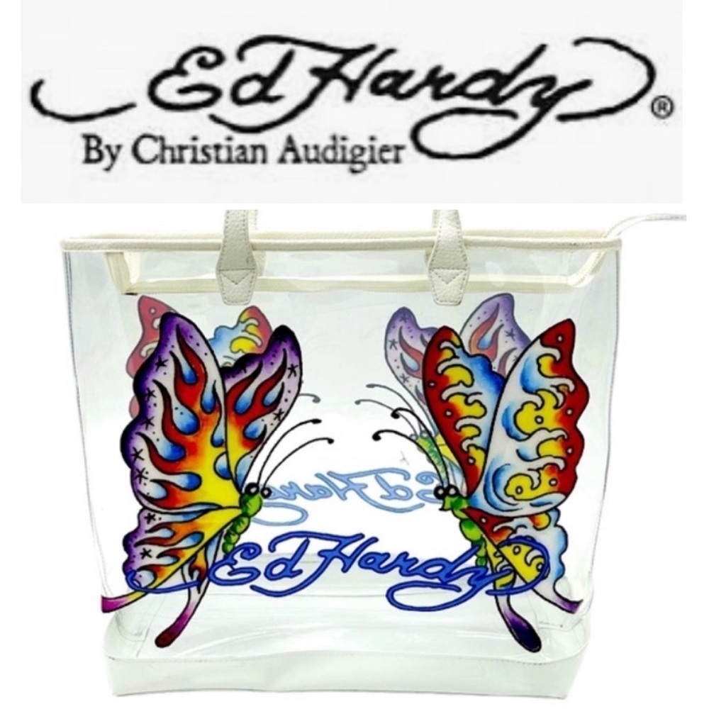 Ed Hardy Butterfly Clear Tote Bag NWT 🦋 MSRP $159